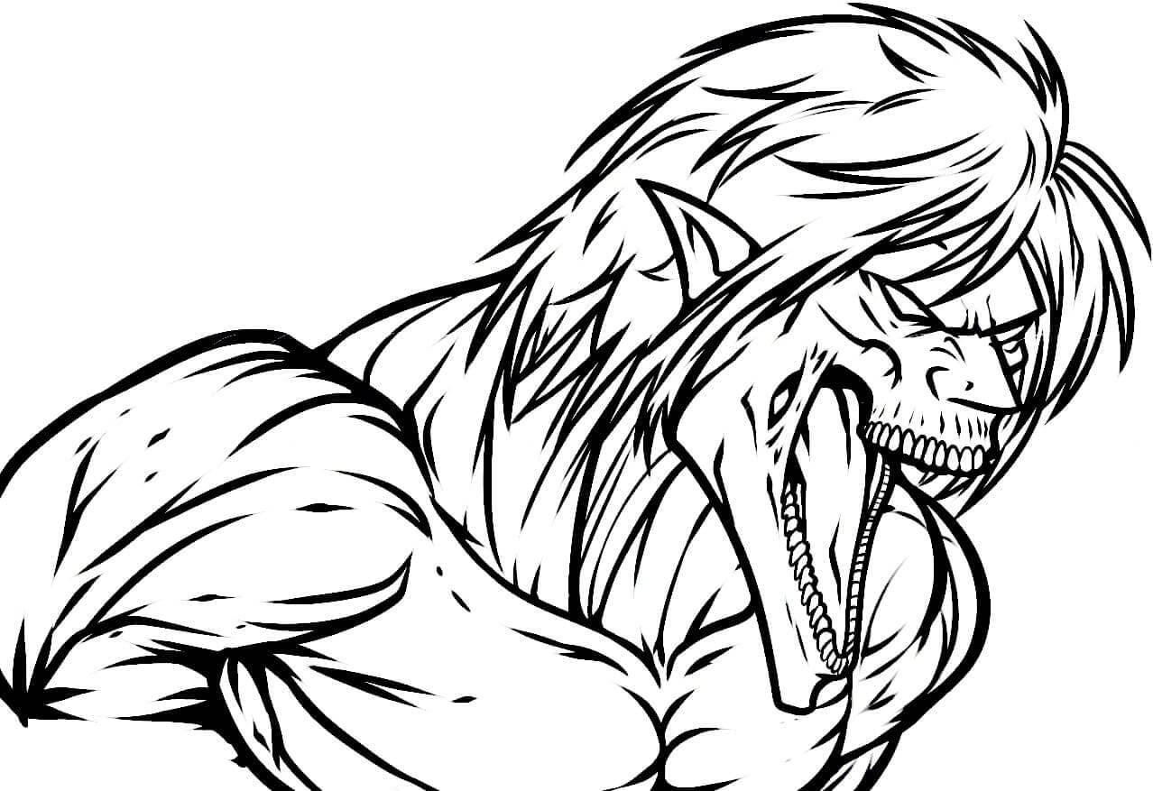 Dibujo de Ataque Titn Eren para Colorear