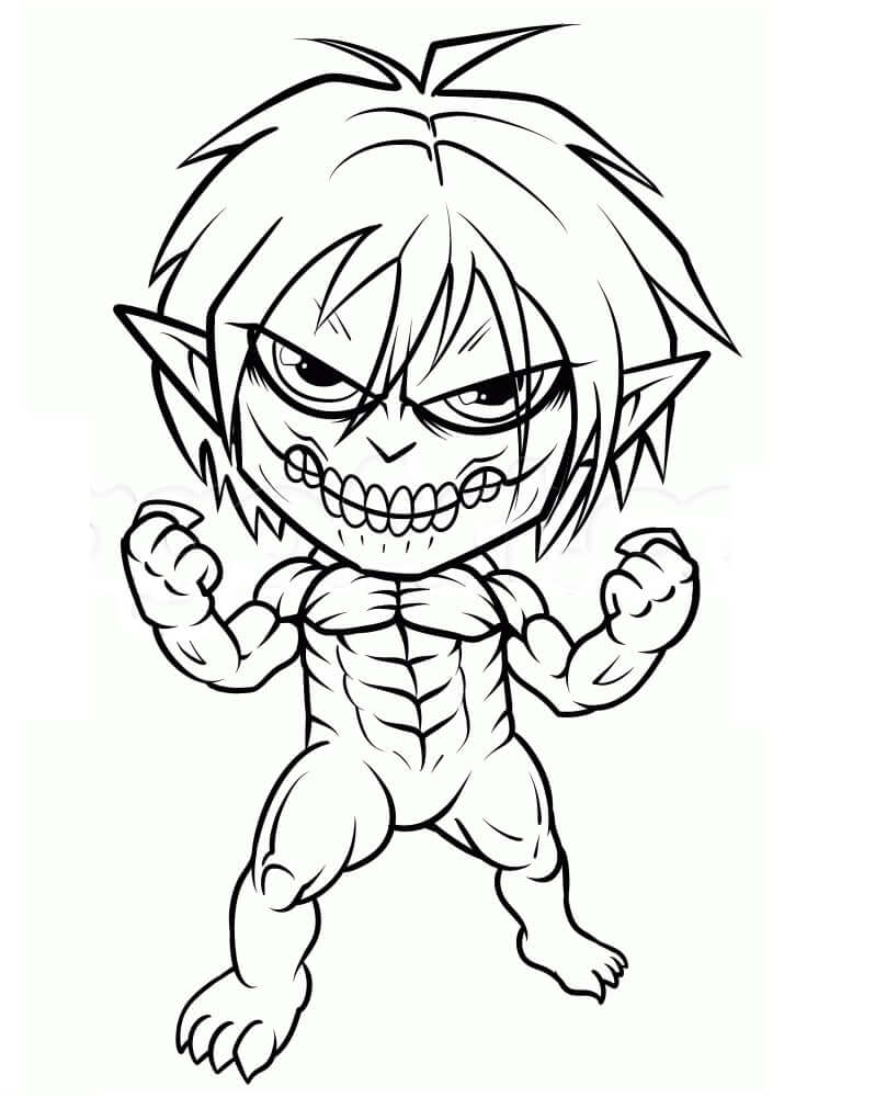 Dibujo de Chibi Ataque Titn para Colorear