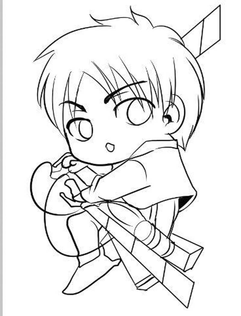 Dibujo de Chibi Eren para Colorear