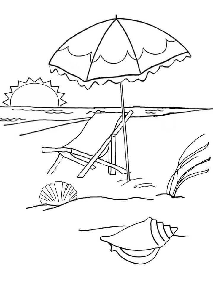 Dibujo de Atardecer en la Playa para Colorear