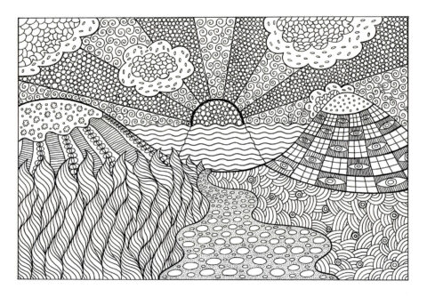 Dibujo de Mandala al Atardecer para Colorear