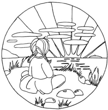 Dibujo de Nia en la Puesta de Sol para Colorear