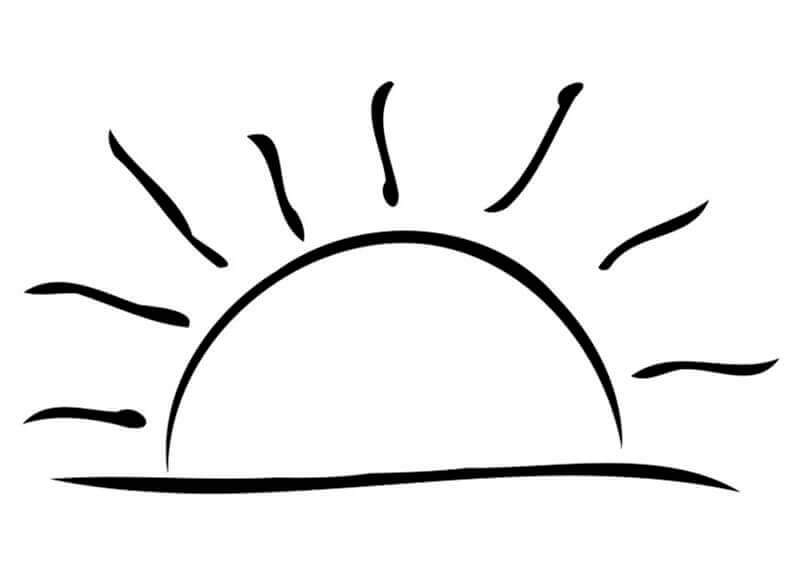 Dibujo de Puesta de Sol Fcil para Colorear