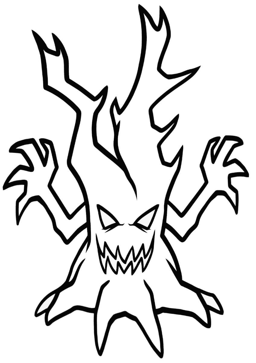 Dibujo de Árbol de Miedo para Colorear
