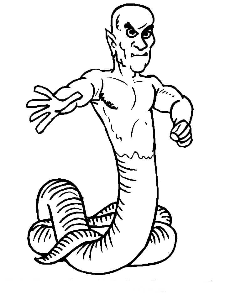 Dibujo de Hombre Serpiente Aterrador para Colorear