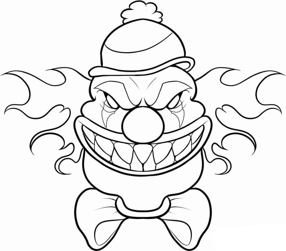Dibujo de Máscara de Payaso Aterrador para Colorear