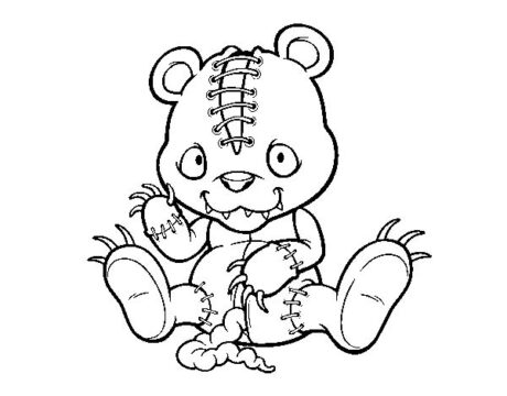 Dibujo de Peluche Andrajoso Aterrador para Colorear