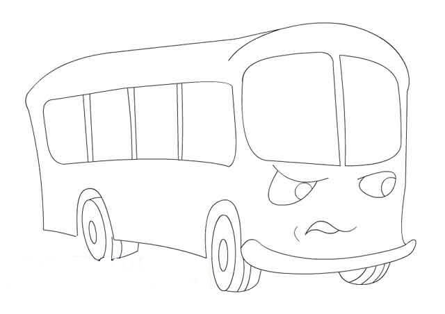 Dibujo de Autobs Escolar Enojado para Colorear