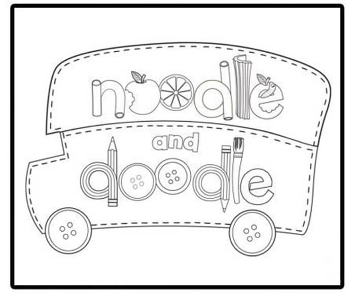 Dibujo de Autobs de Fideos y Doodle para Colorear