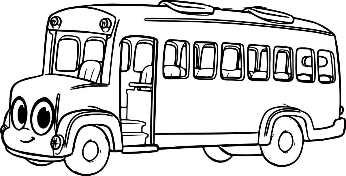 Dibujo de Autobs Escolar Mgico Sonriendo para Colorear