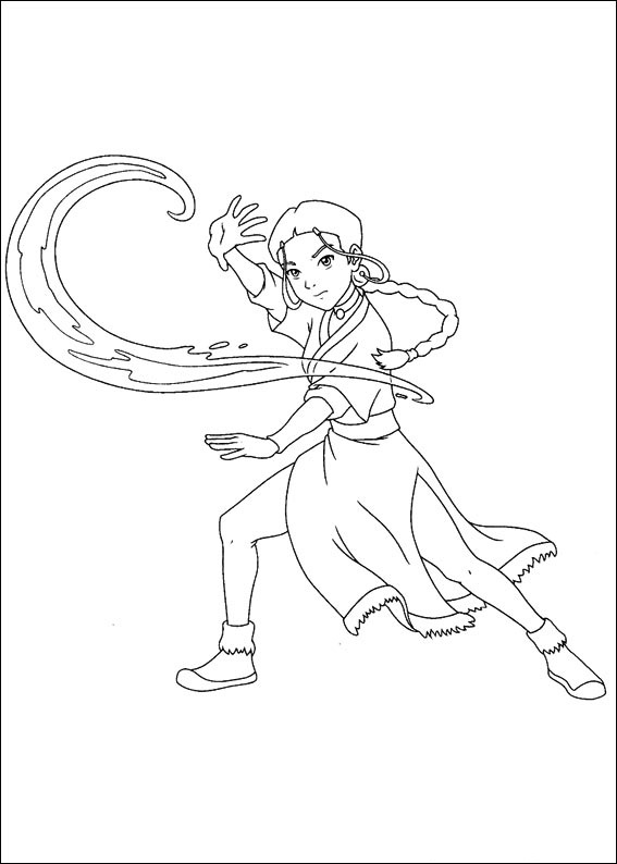 Dibujo de Katara Controlando el Agua para Colorear