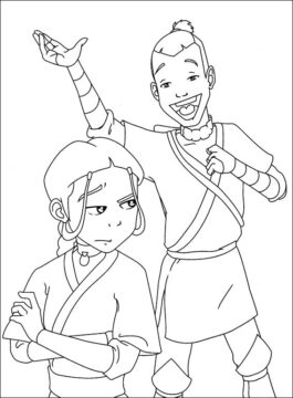 Dibujo de Katara y Sokka para Colorear
