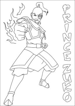 Dibujo de Príncipe Zuko con Punetazo de Fuego para Colorear