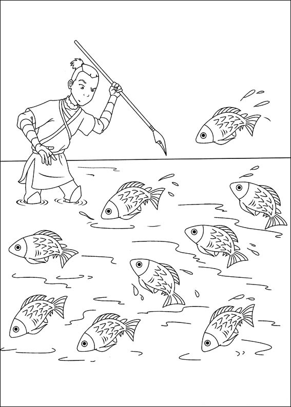 Dibujo de Sokka Pescando para Colorear