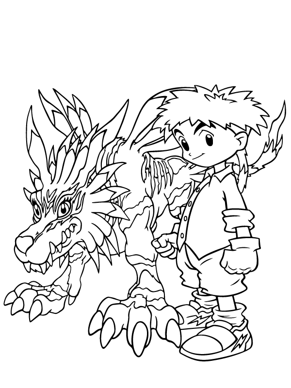 Dibujo de Página para Colorear Imprimible de Personajes de Digimon para Colorear