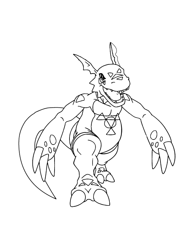 Dibujo de Página para Colorear de Agumon en Digimon Adventure para Colorear