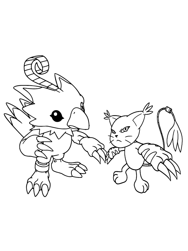 Dibujo de Página para Colorear de Biyomon Personajes de Digimon para Colorear