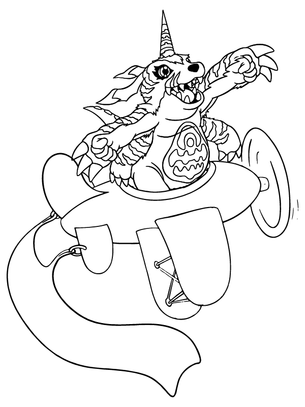 Dibujo de Página para Colorear de Gabumon de Digimon Adventure para Colorear