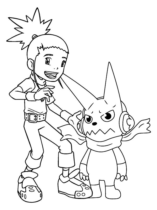 Dibujo de Página para Colorear de Personajes Lindos de Digimon para Colorear