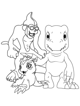 Dibujo de Página para Colorear de Personajes de Digimon Adventure para Colorear