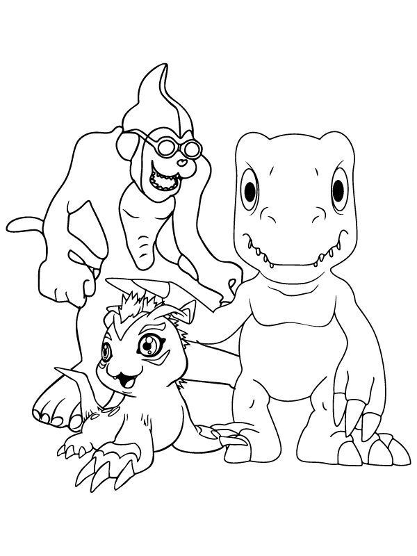 Dibujo de Página para Colorear de Personajes de Digimon Adventure para Colorear