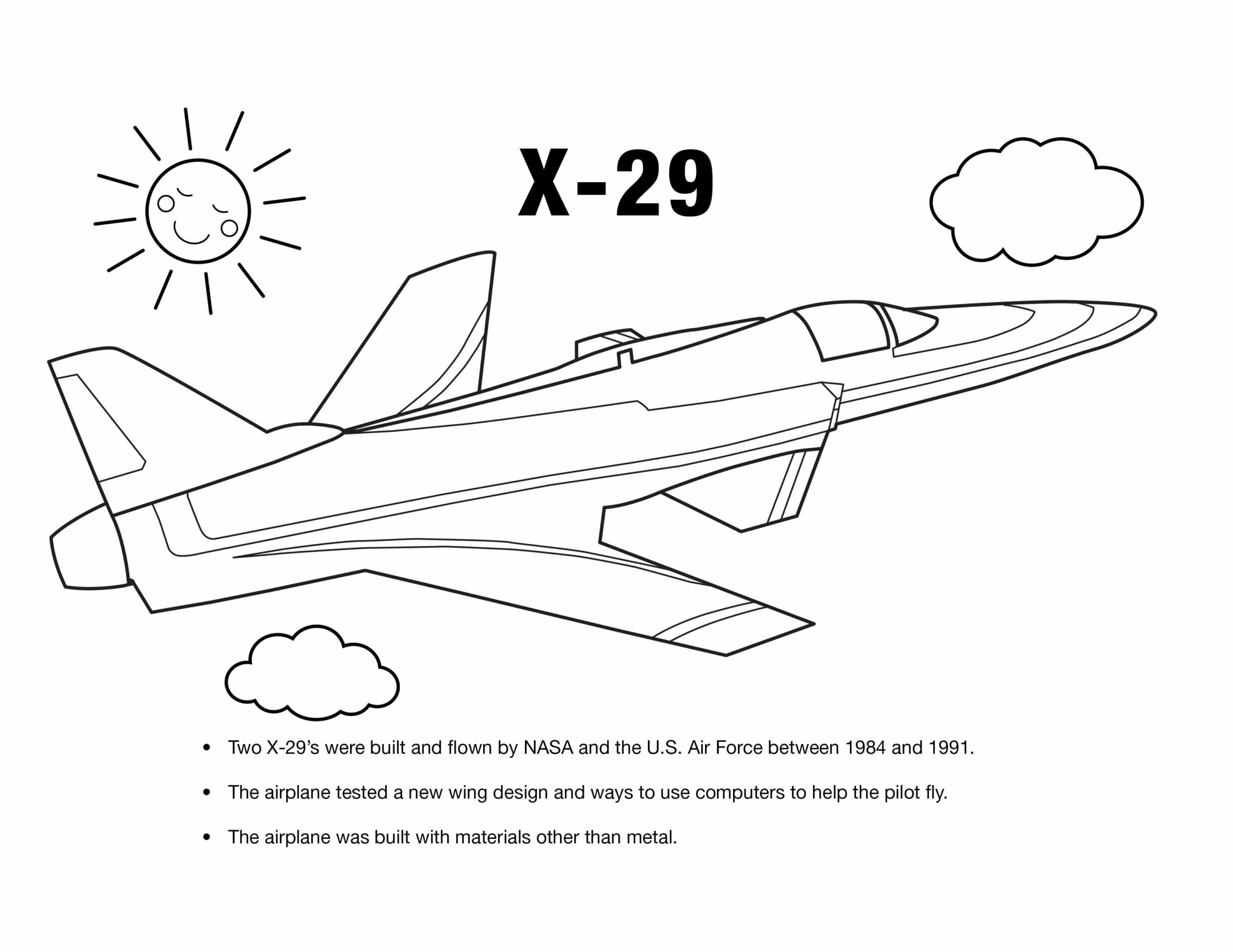 Dibujo de Aviones X 29 Scaled para Colorear