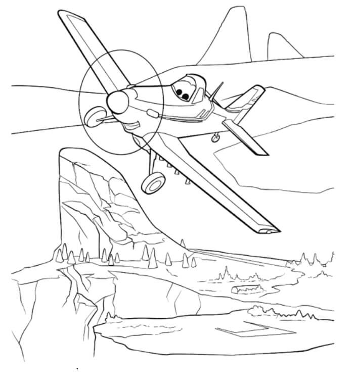 Dibujo de Aviones de Dibujos Animados Volando para Colorear
