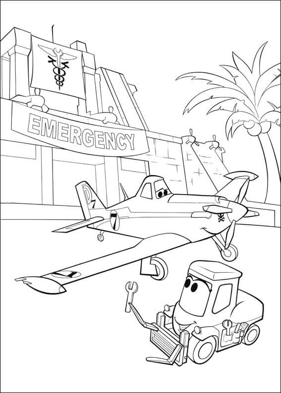 Dibujo de Aviones y Excavadoras de Disney para Colorear