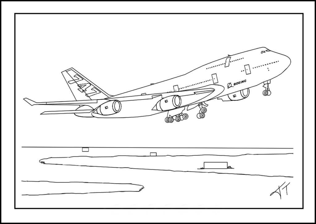 Dibujo de Avin Boeing Listo para Volar para Colorear