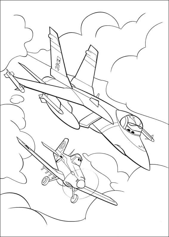 Dibujo de Dos Aviones Bsicos de Disney para Colorear