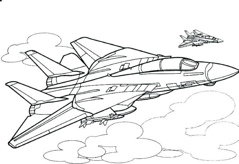 Dibujo de Dos Aviones de Guerrero para Colorear