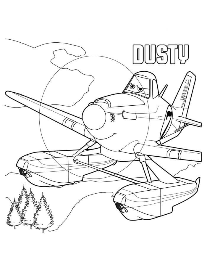 Dibujo de Geniales Aviones Polvorientos para Colorear