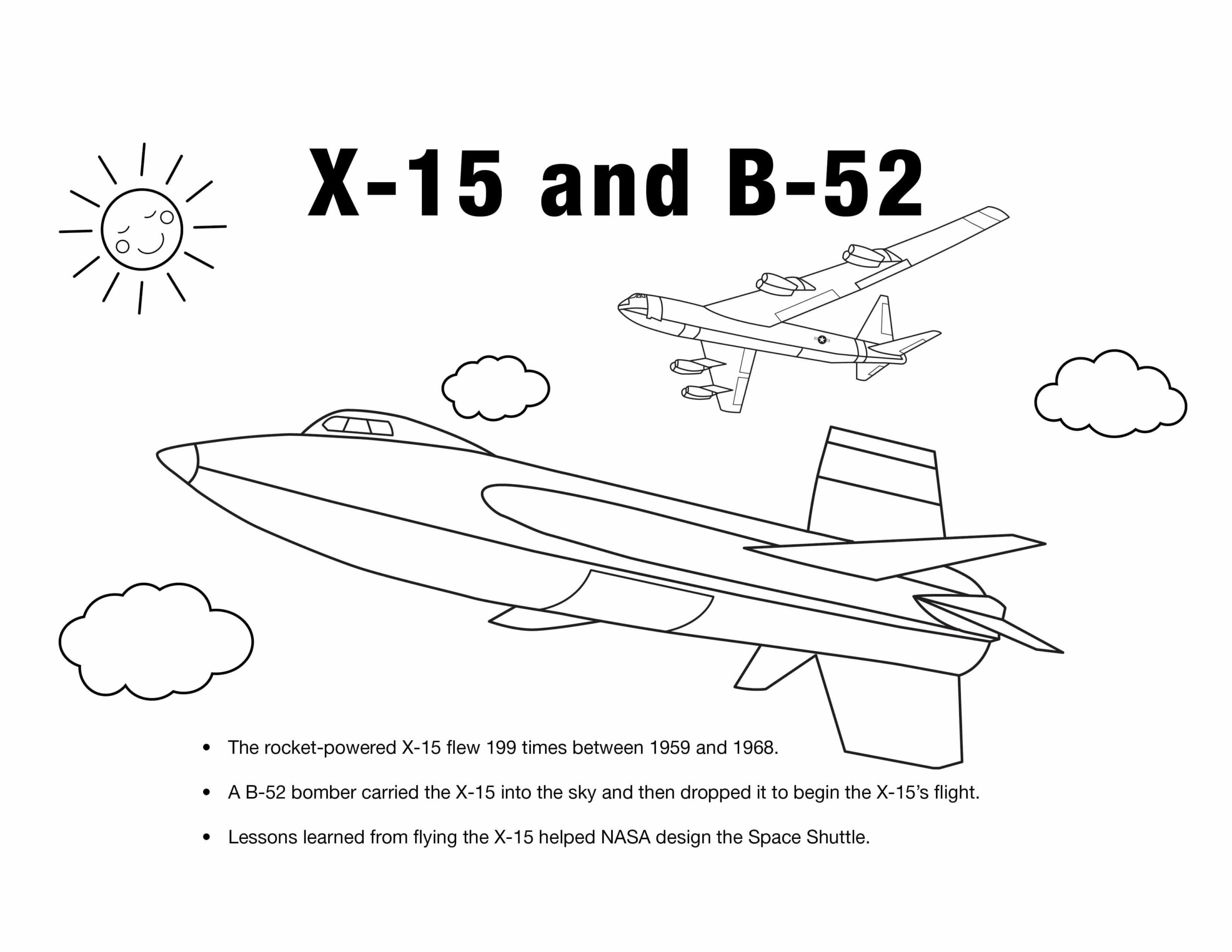 Dibujo de Planos X 15 y B 52 Scaled para Colorear