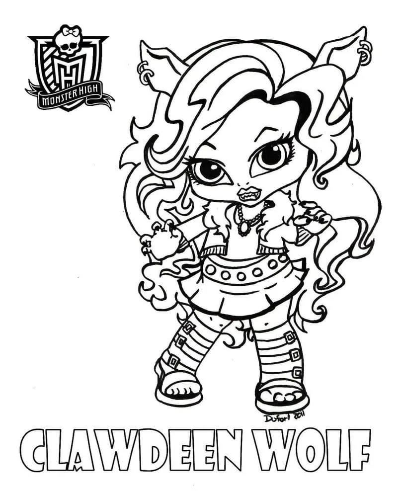 Dibujo de Monster High Baby Clawdeen Wolf Coloring Page para Colorear