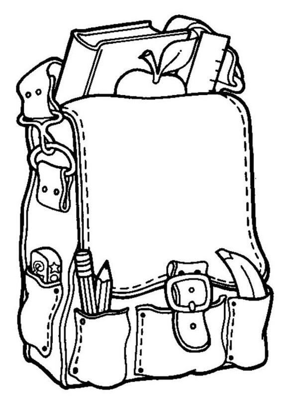 Dibujo de Bolsa de Regreso a la Escuela 1 para Colorear