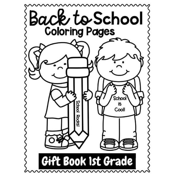 Dibujo de Dos Nios de Regreso a la Escuela para Colorear