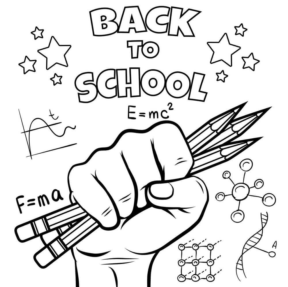 Dibujo de Mano Sosteniendo un Lpiz de Regreso a la Escuela para Colorear