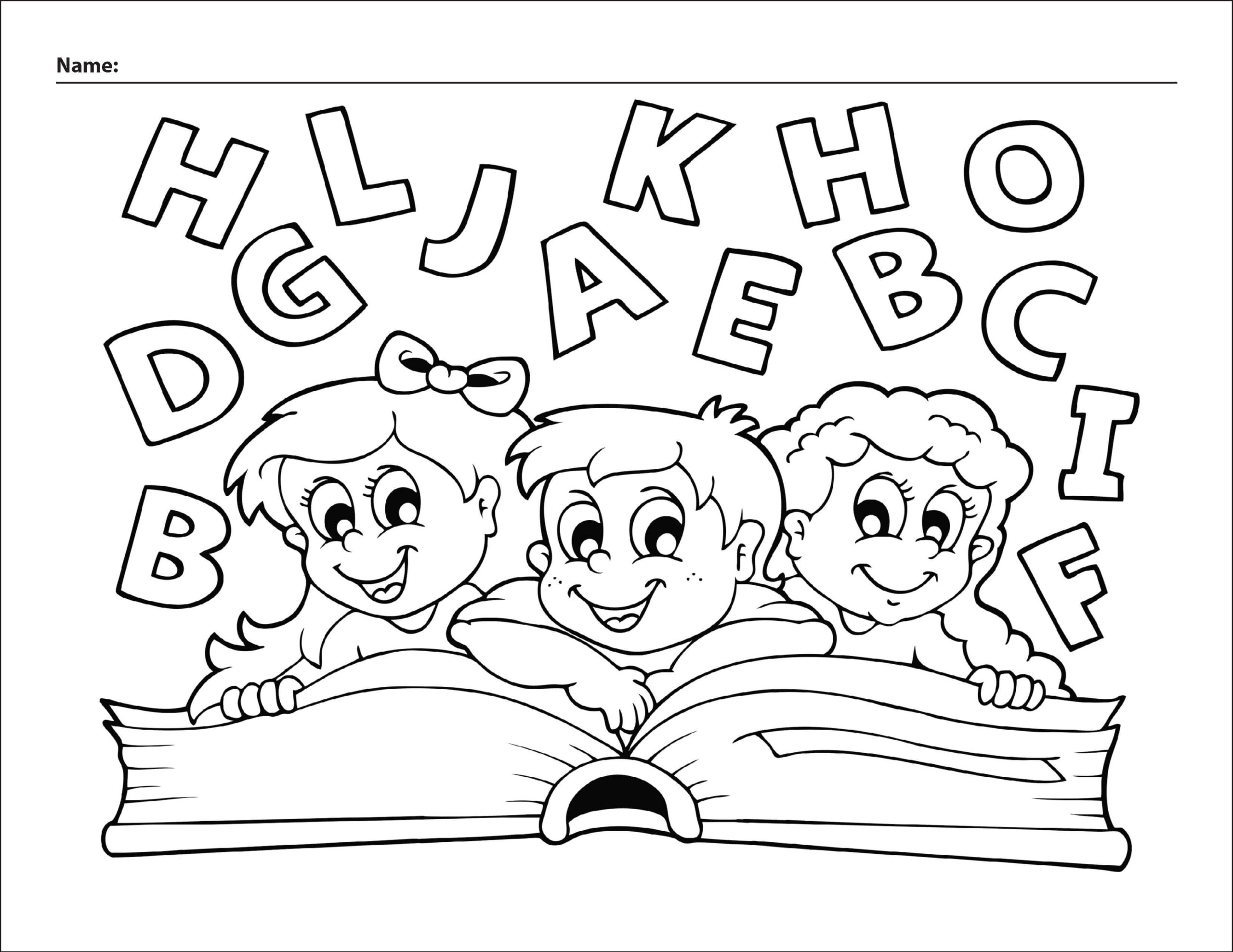 Dibujo de Nio Leyendo de Regreso a la Escuela Scaled para Colorear