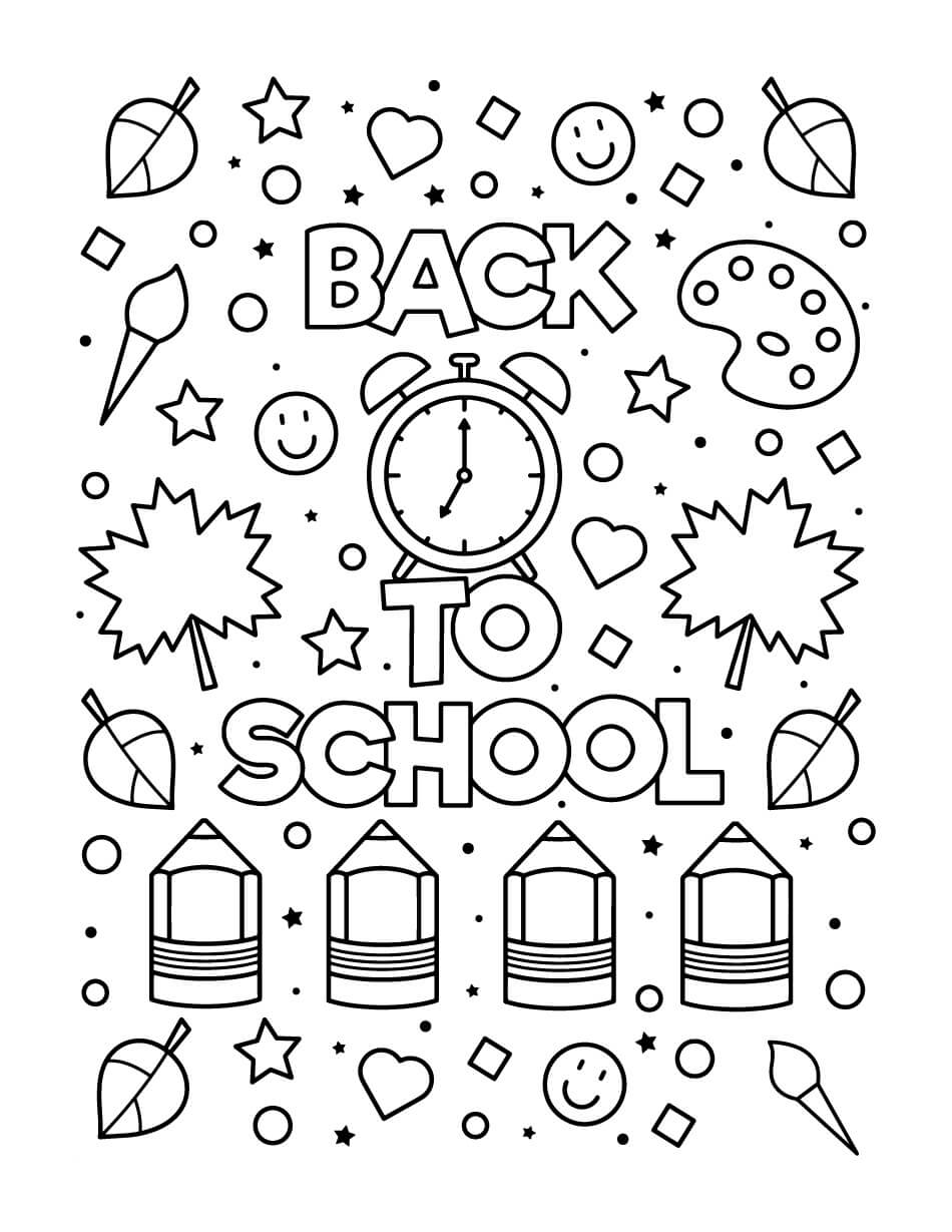 Dibujo de Regreso a la Escuela Simple para Colorear