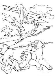 Dibujo de Bagheera y Mowgli en la Jungla para Colorear