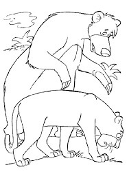 Dibujo de Baloo y Bagheera Hablando para Colorear