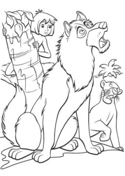 Dibujo de Entrenamiento Bagheera Mowgli para Colorear
