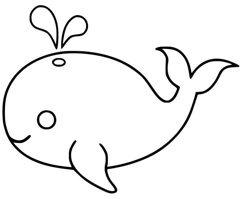Dibujo de Ballena Kawaii para Colorear