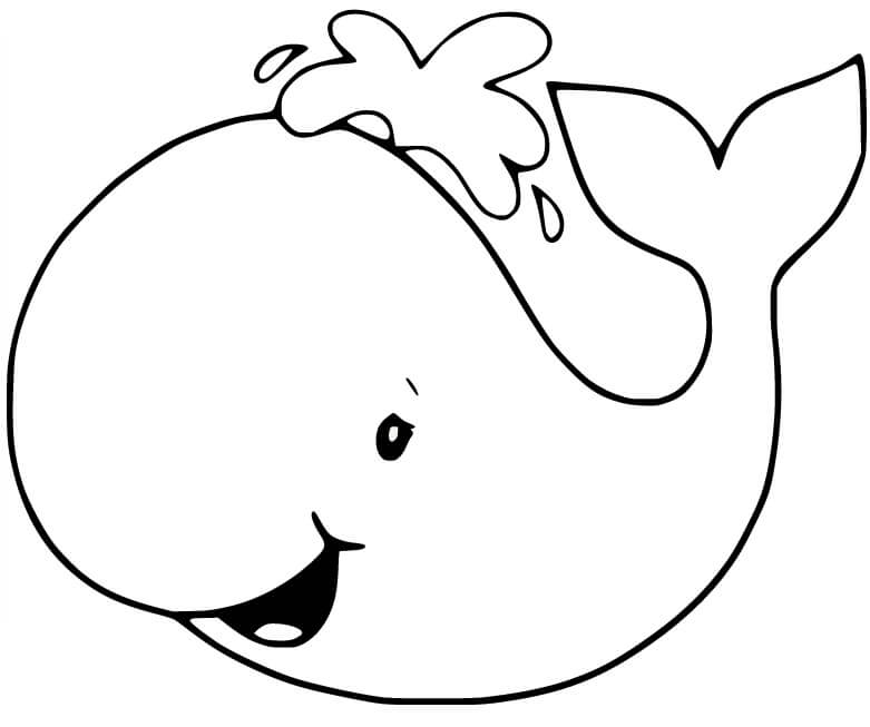 Dibujo de Ballena de Dibujos Animados Divertido para Colorear