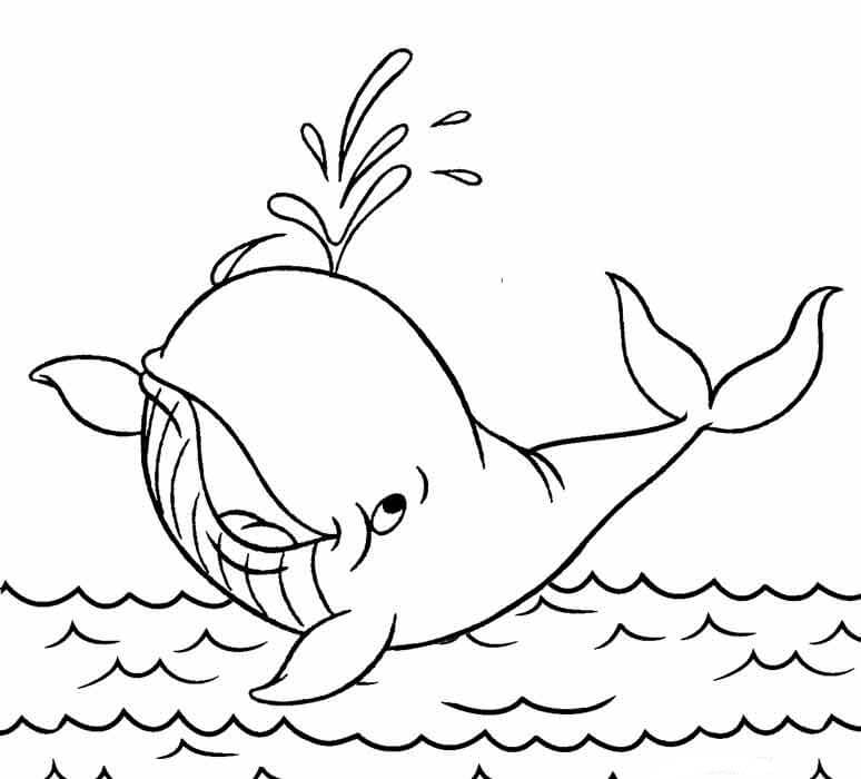 Dibujo de Ballena en Mar para Colorear