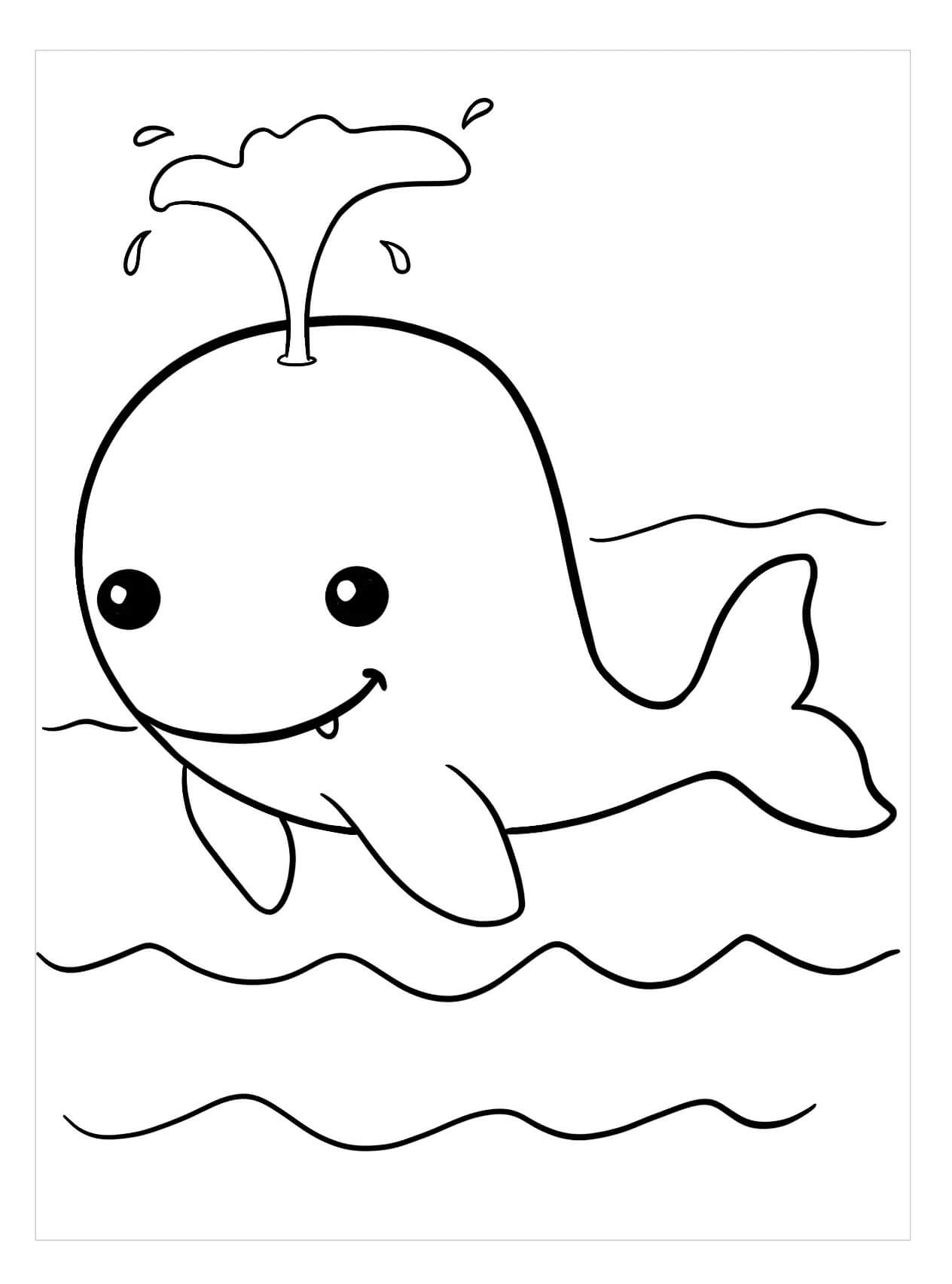 Dibujo de Ballena Sonriente Lindo para Colorear