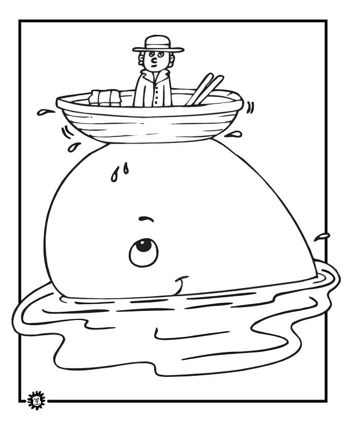 Dibujo de El Barco Esta en la Cabeza de la Ballena para Colorear