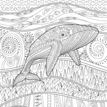 Dibujo de Mandala de Ballenas para Colorear