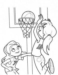Dibujo de Chicas con Baloncesto para Colorear