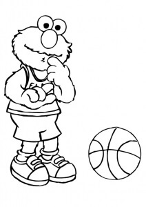 Dibujo de Elmo Jugando Baloncesto para Colorear